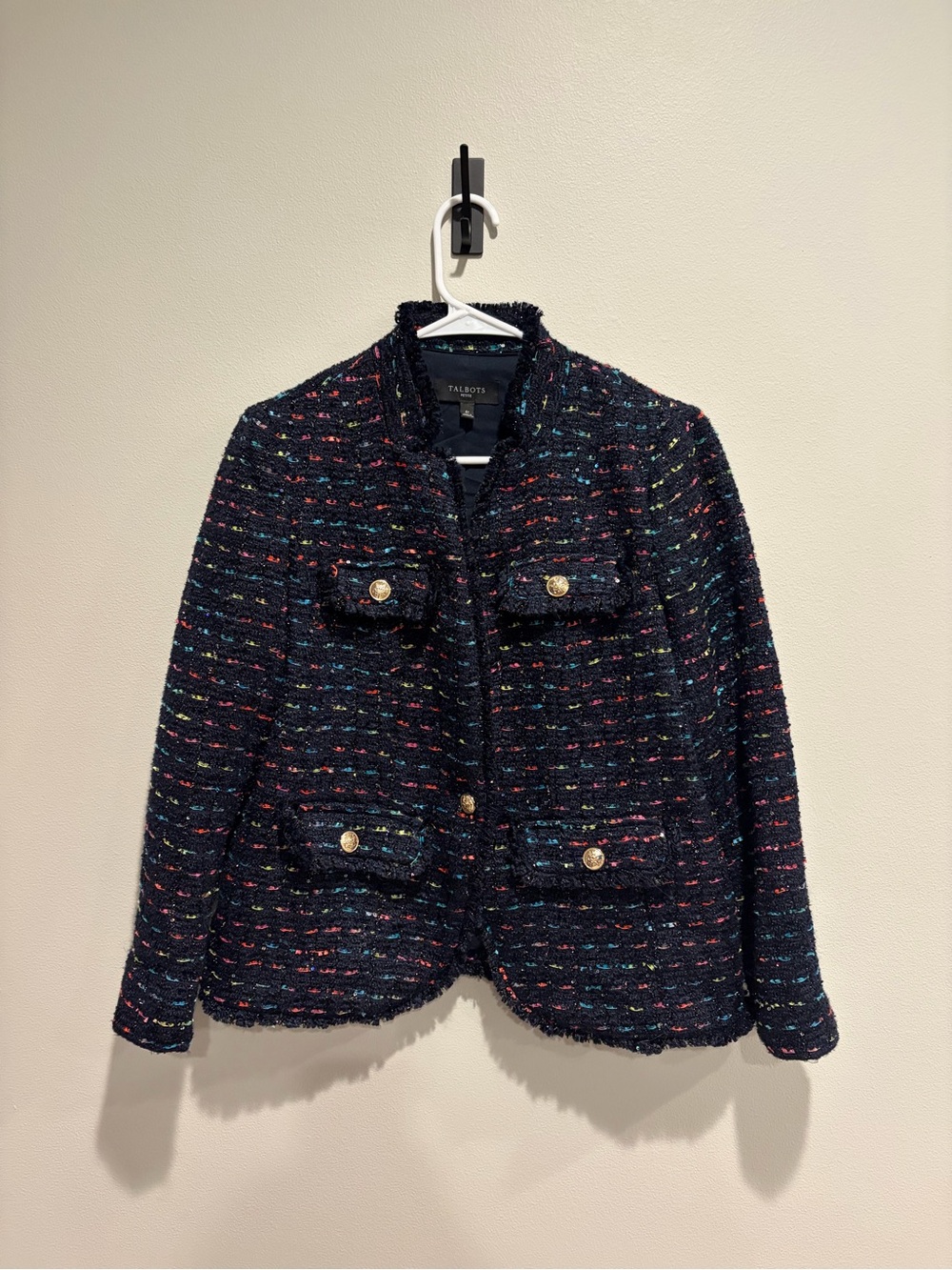 Talbots "Midnight Sparkle Tweed Lady Jacket" (or Rainbow Tweed Jacket)